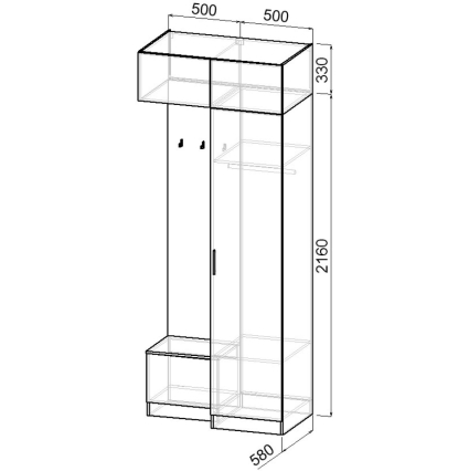 Набор мебели для прихожей "Марсель-250" МР 01-250 В2490 Ш1000 Г580 (ЛДСП Дуб крафт золотой)